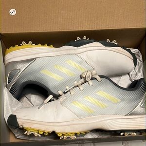 Adidas Golf Cleats Youth Boys While Gray Yellow 6 JR ZG21 FW5642 shoes